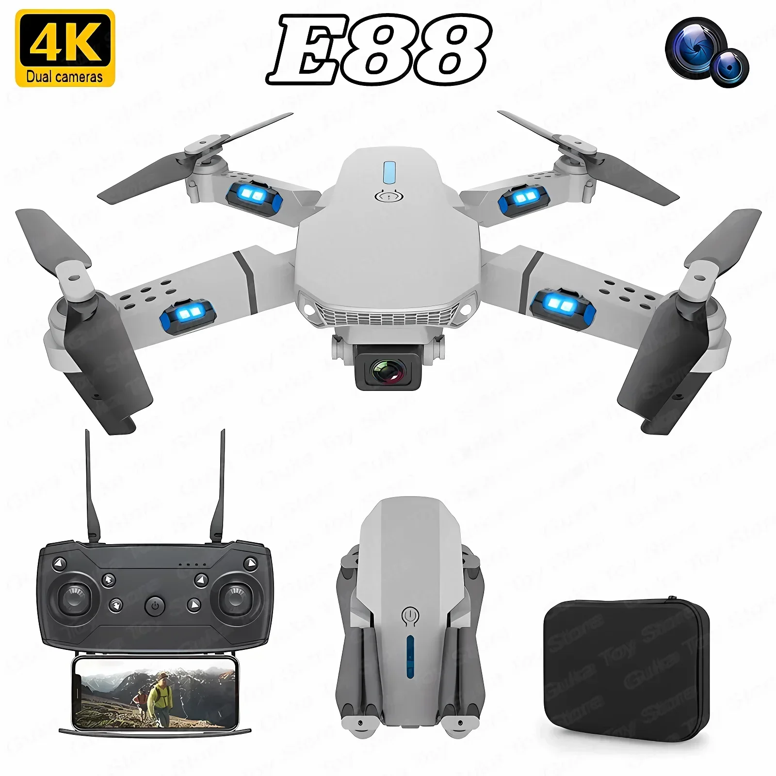 Home Security Cameras Outdoor - E88 Pro WIFI FPV Drone grandangolare